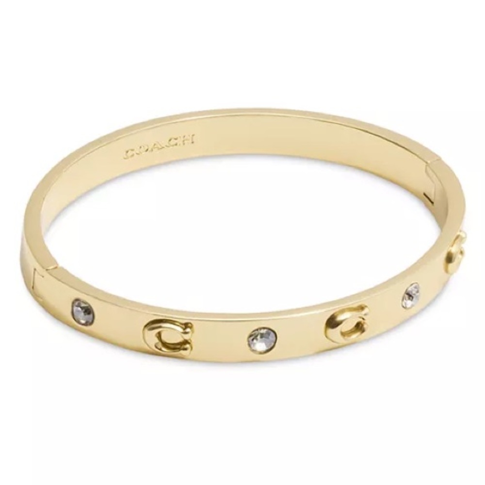 Coach Gold-tone Signature 'C' Crystal Bangle Bracelet
